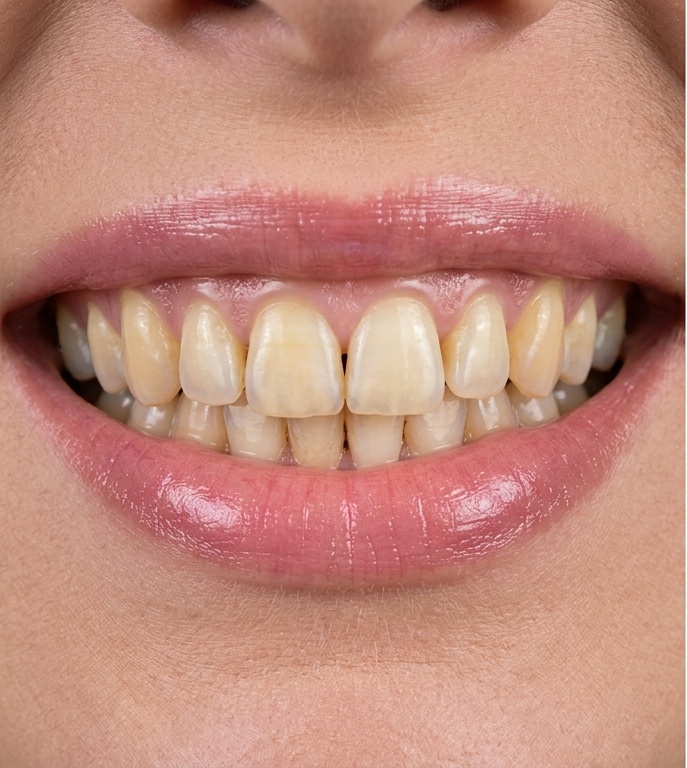 Sorriso antes do tratamento - dentes naturais